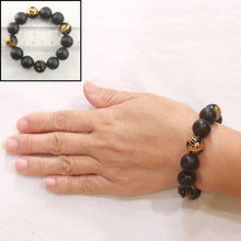 Load image into Gallery viewer, 14mm Bian Stone Black Onyx Dragon Beads Bracelet