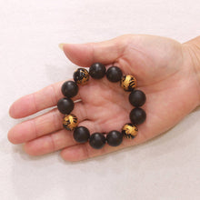 Load image into Gallery viewer, 14mm Bian Stone Black Onyx Dragon Beads Bracelet