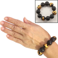 Load image into Gallery viewer, 16mm Bian Stone Black Onyx Dragon Beads Bracelet