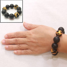 Load image into Gallery viewer, 18mm Bian Stone Black Onyx Dragon Beads Bracelet