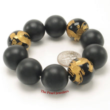Load image into Gallery viewer, 18mm Bian Stone Black Onyx Dragon Beads Bracelet