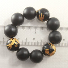 Load image into Gallery viewer, 18mm Bian Stone Black Onyx Dragon Beads Bracelet