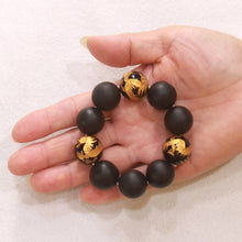 Load image into Gallery viewer, 18mm Bian Stone Black Onyx Dragon Beads Bracelet