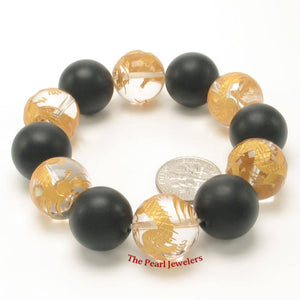 16mm Bian Stone Crystal Dragon Beads Bracelet
