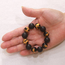 Load image into Gallery viewer, 14mm Bian Stone Black Onyx Dragon Beads Bracelet