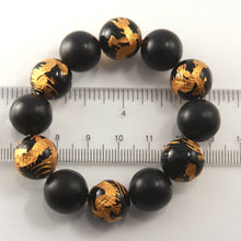 Load image into Gallery viewer, 14mm Bian Stone Black Onyx Dragon Beads Bracelet