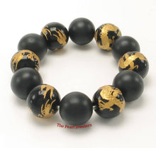 Load image into Gallery viewer, 14mm Bian Stone Black Onyx Dragon Beads Bracelet