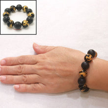 Load image into Gallery viewer, 14mm Bian Stone Black Onyx Dragon Beads Bracelet