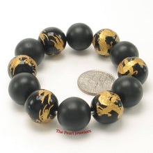 Load image into Gallery viewer, 14mm Bian Stone Black Onyx Dragon Beads Bracelet