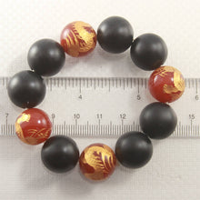 Load image into Gallery viewer, 16mm Bian Stone Red Agate Dragon Beads Bracelet