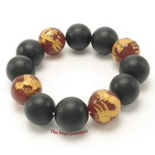 Load image into Gallery viewer, 16mm Bian Stone Red Agate Dragon Beads Bracelet