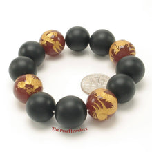 Load image into Gallery viewer, 16mm Bian Stone Red Agate Dragon Beads Bracelet