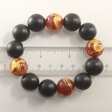 Load image into Gallery viewer, 16mm Bian Stone Red Agate Dragon Beads Bracelet
