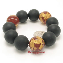 Load image into Gallery viewer, 18mm Bian Stone Red Agate Dragon Beads Bracelet
