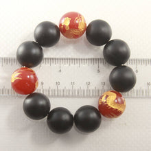 Load image into Gallery viewer, 18mm Bian Stone Red Agate Dragon Beads Bracelet
