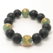 Load image into Gallery viewer, 13mm Bian Stone Aventurine Dragon Bracelet