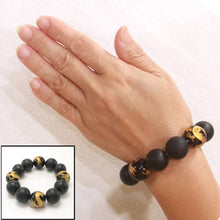 Load image into Gallery viewer, 18mm Bian Stone Black Onyx Dragon Bracelet