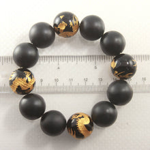 Load image into Gallery viewer, 18mm Bian Stone Black Onyx Dragon Bracelet