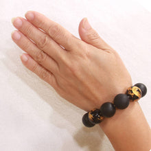 Load image into Gallery viewer, 18mm Bian Stone Black Onyx Dragon Bracelet