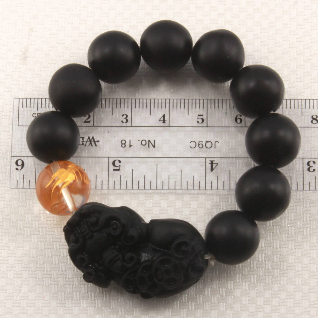 14mm Bian Stone Crystal Dragon Pixiu Bracelet