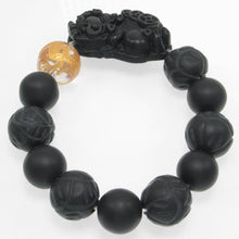 Load image into Gallery viewer, 14mm Bian Stone Crystal Pixiu Dragon Bracelet