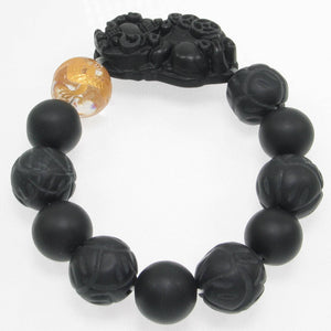 14mm Bian Stone Crystal Pixiu Dragon Bracelet