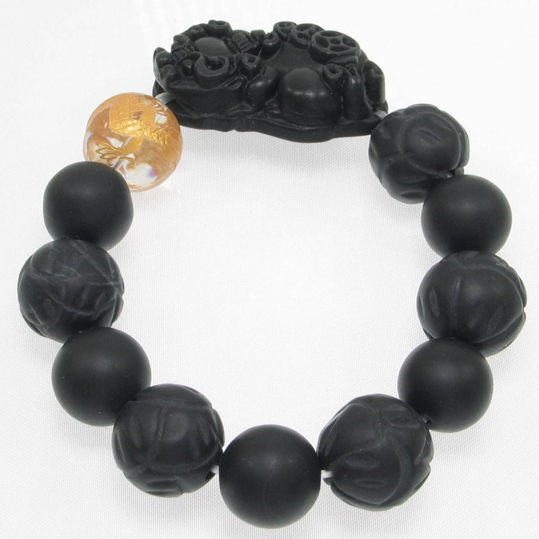 14mm Bian Stone Crystal Pixiu Dragon Bracelet