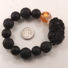 Load image into Gallery viewer, 14mm Bian Stone Crystal Pixiu Dragon Bracelet
