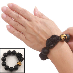 18mm Bian Stone Black Onyx Dragon Pixiu Bracelet