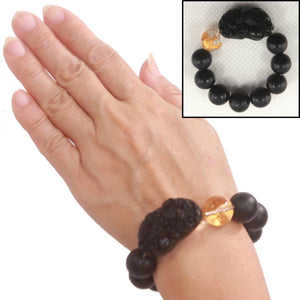 16mm Bian Stone Crystal Golden Dragon Pixiu Bracelet