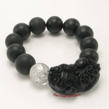 Load image into Gallery viewer, 14mm Bian Stone Crystal Pixiu Dragon Bracelet