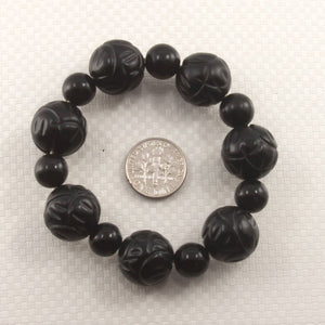 16mm Bian Stone Lotus Carving Beads Bracelet (Mixed Sizes)