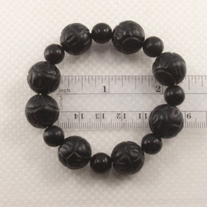 16mm Bian Stone Lotus Carving Beads Bracelet (Mixed Sizes)