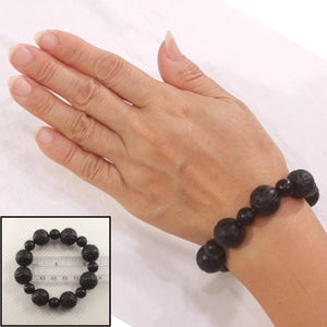 16mm Bian Stone Lotus Carving Beads Bracelet (Mixed Sizes)