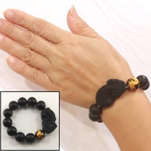 Load image into Gallery viewer, 14mm Bian Stone Black Onyx Dragon Pixiu Bracelet