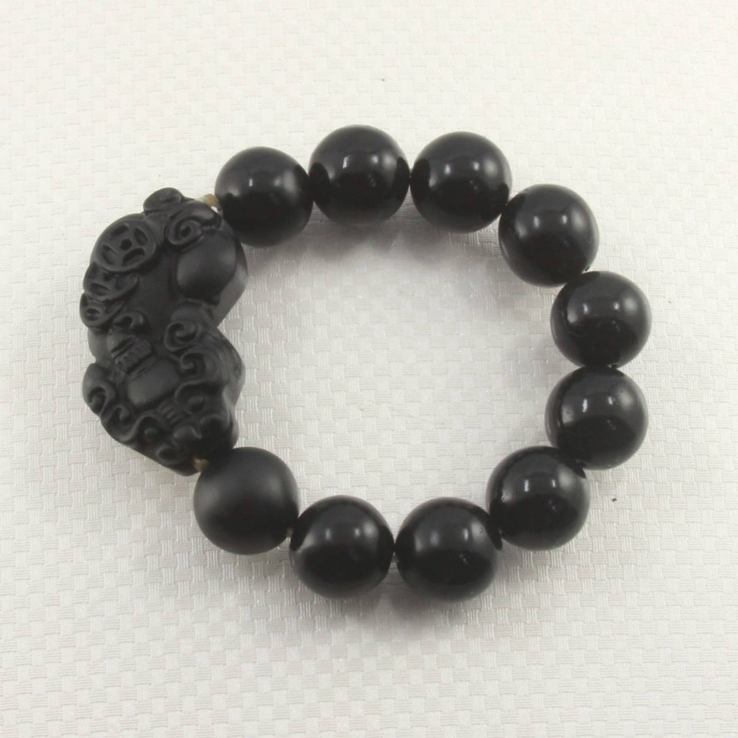 14mm Bian Stone Pixiu Carving Bracelet
