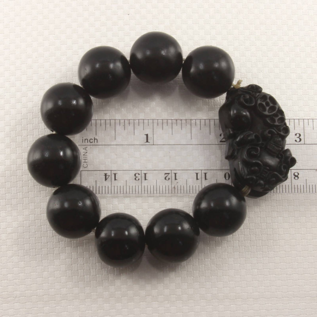 16mm Bian Stone Pixiu Carving Stretch Bracelet