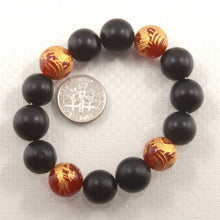 Load image into Gallery viewer, 12mm Bian Stone Red Agate Dragon Bracelet