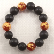 Load image into Gallery viewer, 12mm Bian Stone Red Agate Dragon Bracelet