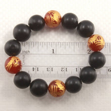 Load image into Gallery viewer, 12mm Bian Stone Red Agate Dragon Bracelet