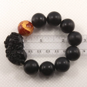 18mm Bian Stone Red Agate Golden Dragon Pixiu Bracelet