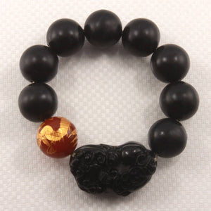18mm Bian Stone Red Agate Golden Dragon Pixiu Bracelet