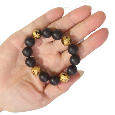 12mm Bian Stone Tiger Eye Dragon Bracelet
