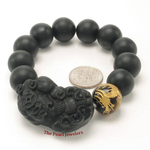 14mm Bian Stone Tiger Eye Dragon Pixiu Bracelet