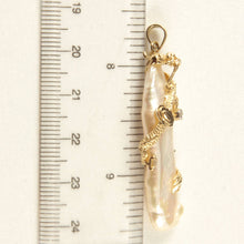 Load image into Gallery viewer, Biwa Pearl Dragon Pendant – 14k Yellow Gold + Diamond (Pink Tint)