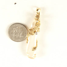 Load image into Gallery viewer, Biwa Pearl Dragon Pendant – 14k Yellow Gold + Diamond (Pink Tint)
