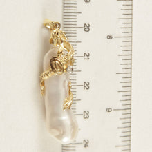 Load image into Gallery viewer, Biwa Pearl Dragon Pendant – 14k Yellow Gold + Diamond