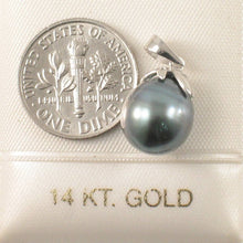 Load image into Gallery viewer, Black-Blue Tahitian Pearl &amp; Diamond Claw-Bail Pendant 14k