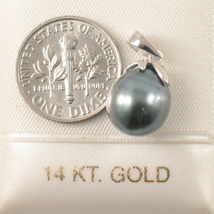 Black-Blue Tahitian Pearl & Diamond Claw-Bail Pendant 14k