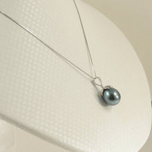 Load image into Gallery viewer, Black-Blue Tahitian Pearl &amp; Diamond Claw-Bail Pendant 14k
